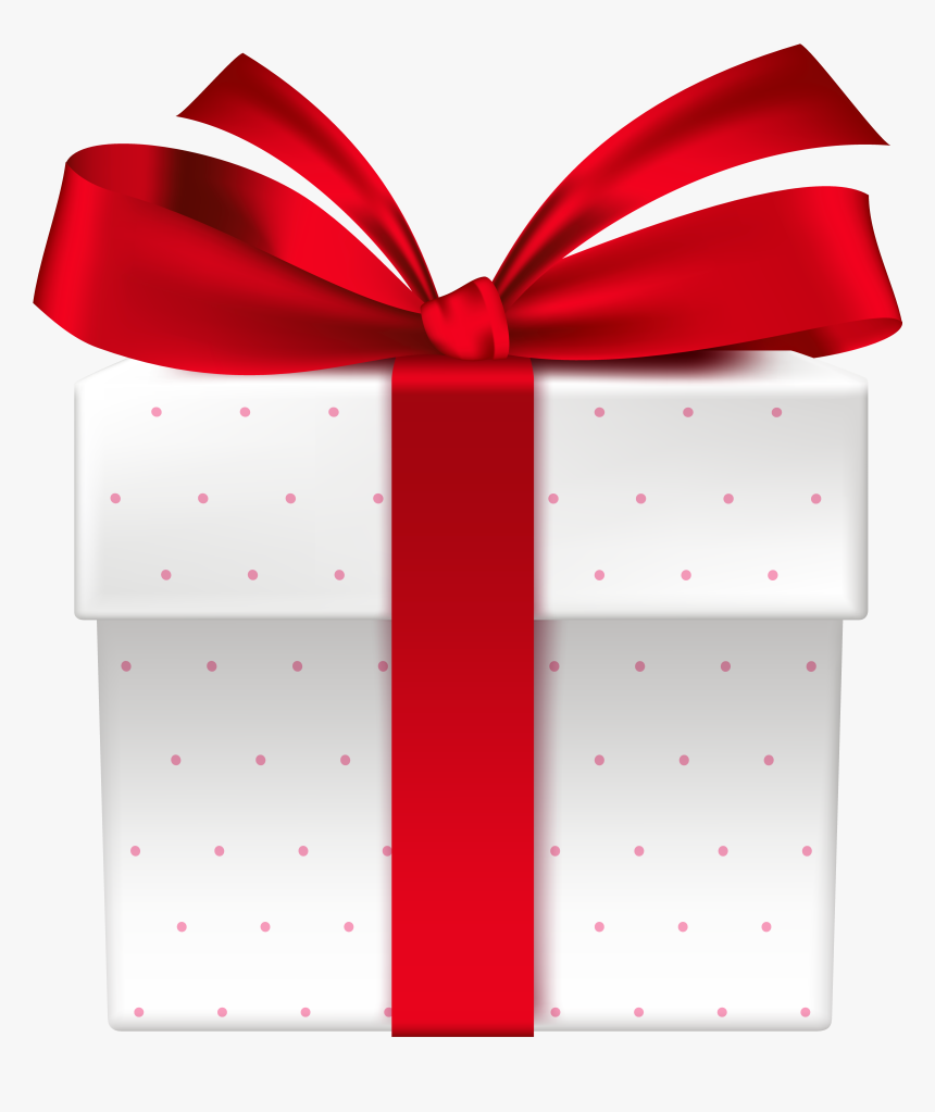 White Gift Box With Red Bow Png Clipart Picture - هديه سكرابز, Transparent Png, Free Download