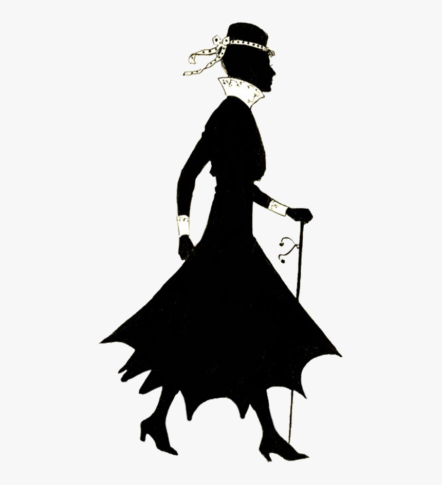 Vintage Silhouette Of Woman Walking - Silhouette Walking Woman Png, Transparent Png, Free Download