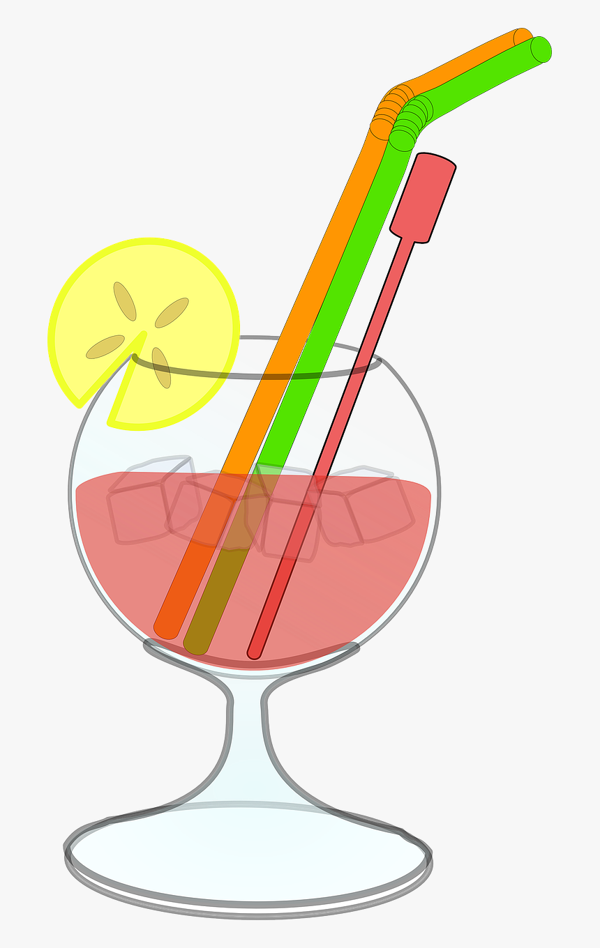 Glass Juice Straw Lemon Ice - Cocktail Clip Art, HD Png Download, Free Download