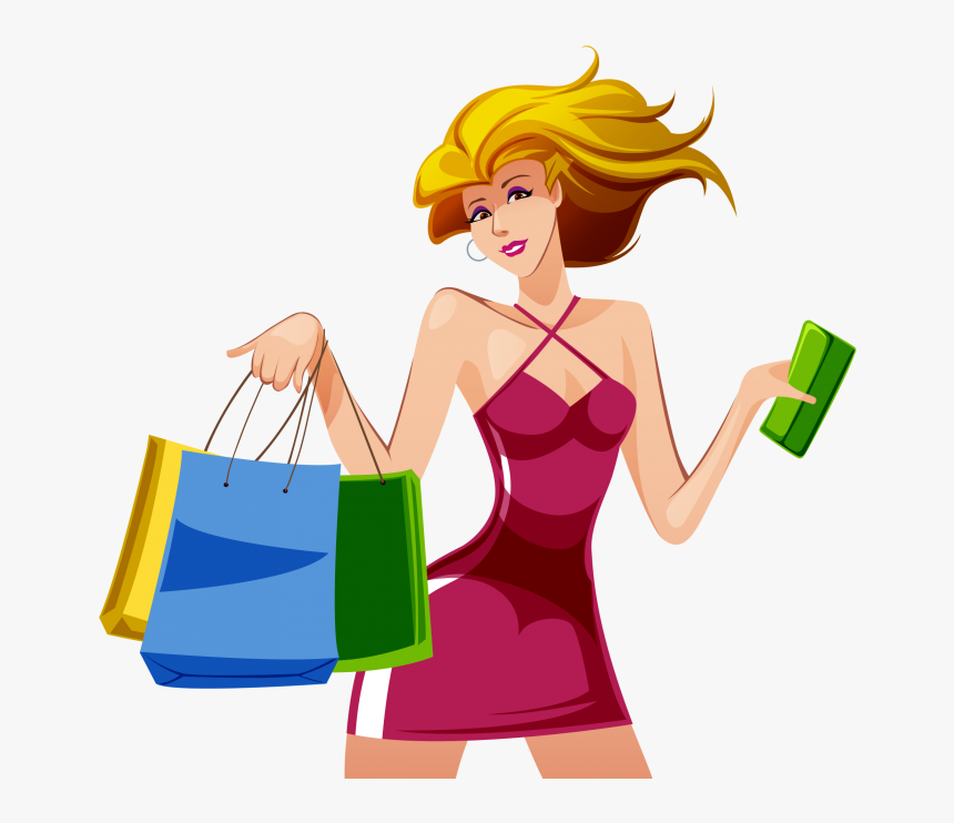 Shopping Girl Vector Png , Transparent Cartoons - Girl Shopping Clipart Png, Png Download, Free Download