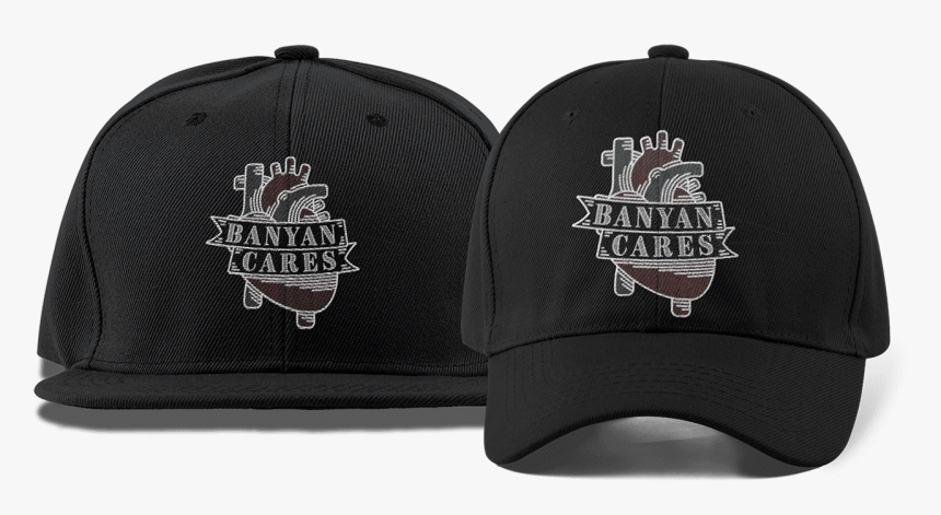 Banyan Cares Heart Dad And Flat Brim Hats - Baseball Cap, HD Png Download, Free Download