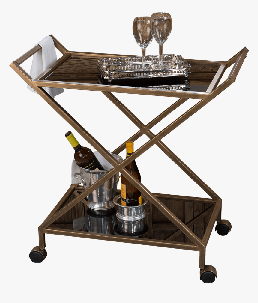 Antique Gold Iron Bar Cart - End Table, HD Png Download, Free Download