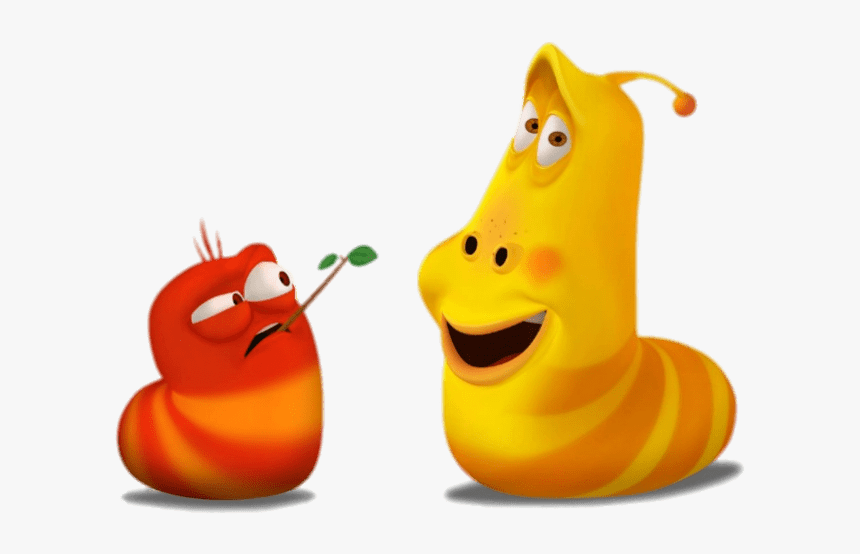 Larva Red Twig In Mouth - Yellow Larva Cartoon Characters, HD Png Download, Free Download