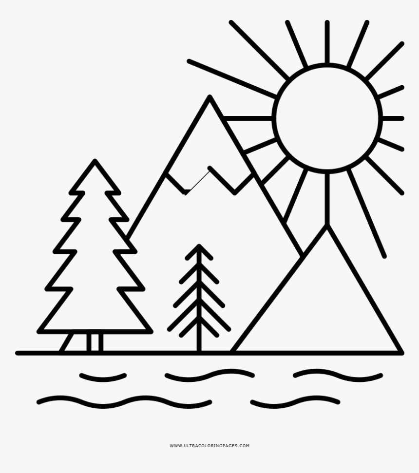 Landscape Coloring Page - Słońce Rysunek, HD Png Download, Free Download