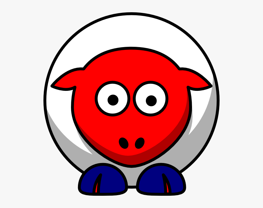 Sheep Looking Straight White With Red Face And Red - Sheep Clipart .png, Transparent Png, Free Download