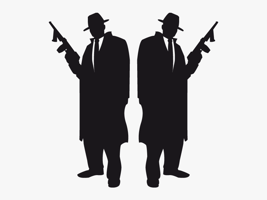 Silhouette Gangster Image Drawing Illustration - Gangster Silhouette Black & White, HD Png Download, Free Download