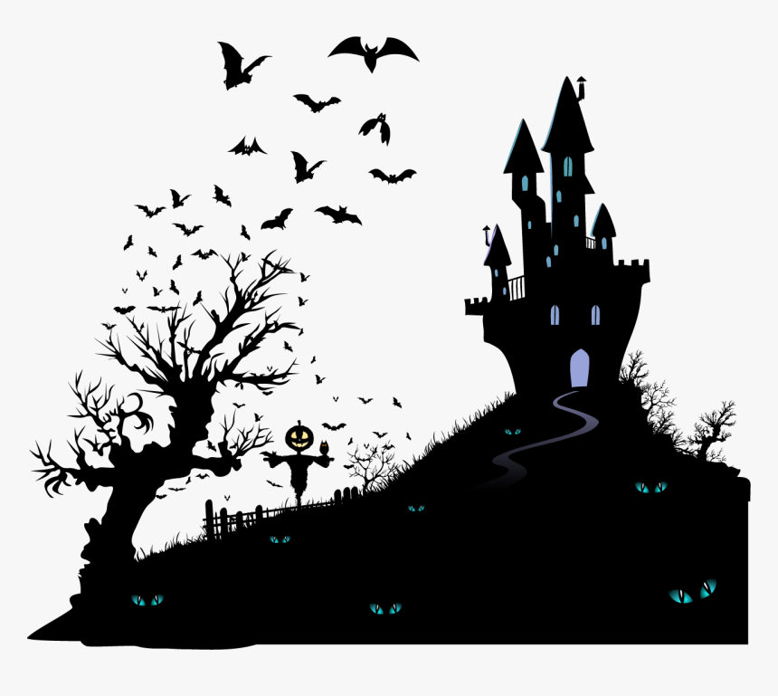 Housewarming Party Halloween Wedding Invitation Moving - Haunted House Silhouette Png, Transparent Png, Free Download