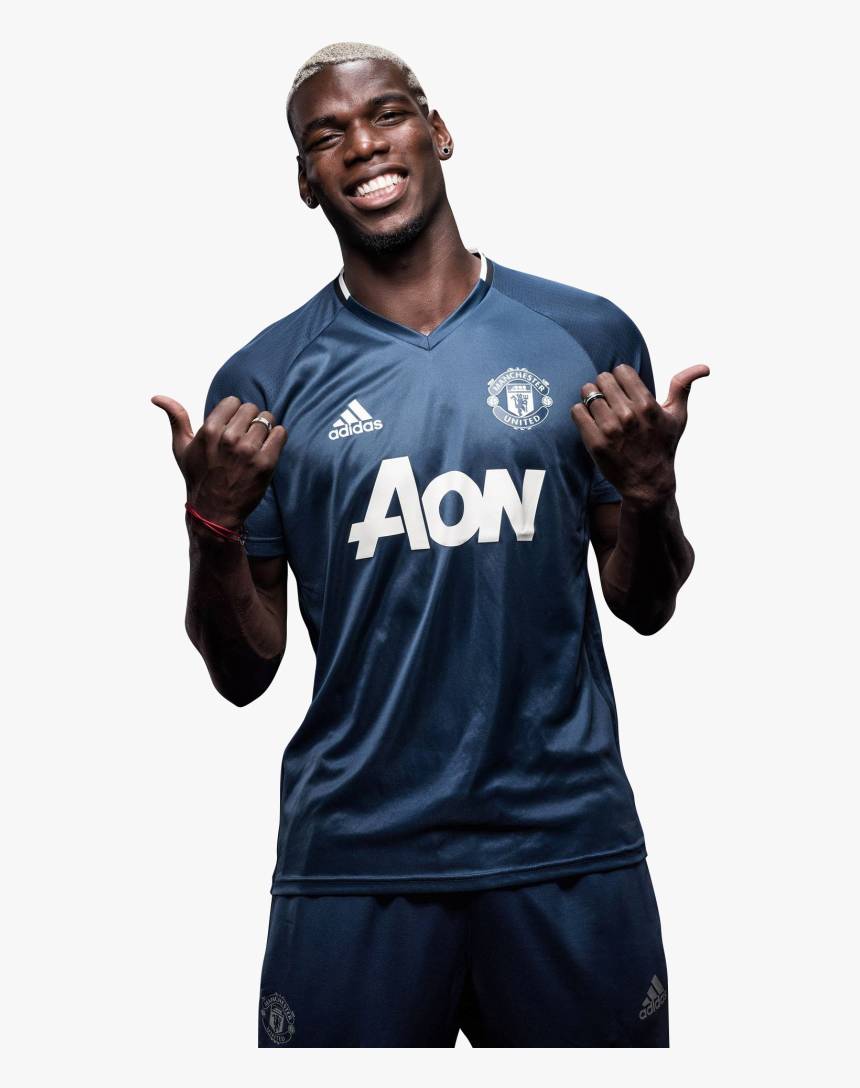 Pogba Blue United Shirt Fc Manchester Juventus - Footballers 2017, HD Png Download, Free Download