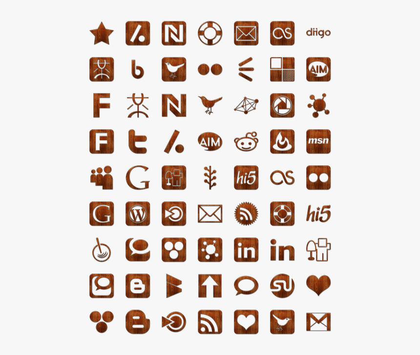 Wood Social Networking Icon Pack By Webtreatsetc - Social Media Icons, HD Png Download, Free Download