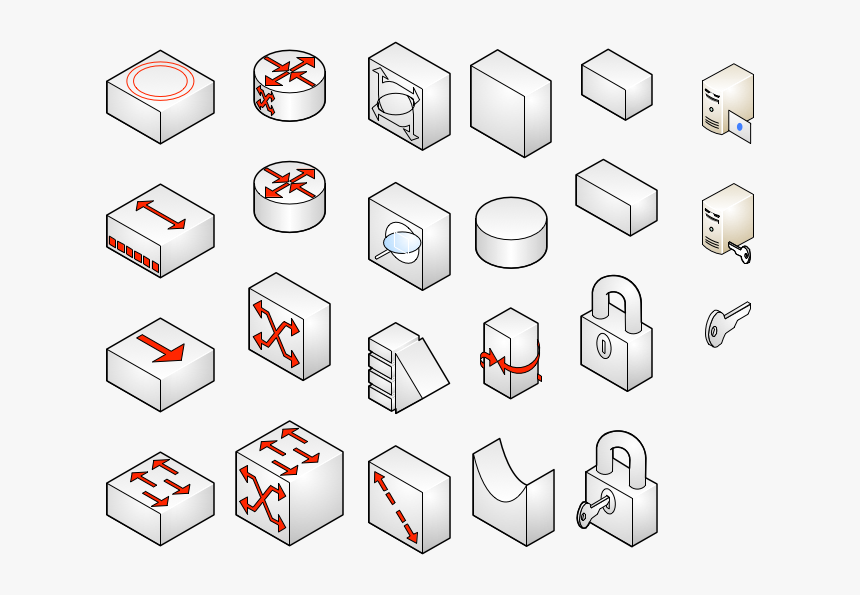 Visio Network Stencils - Visio Stencils Network Symbols, HD Png Download, Free Download