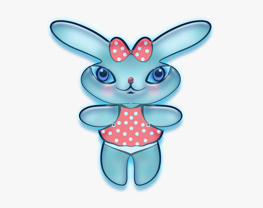 Blue Bunny With A Bow Clipart - Cartoon, HD Png Download, Free Download