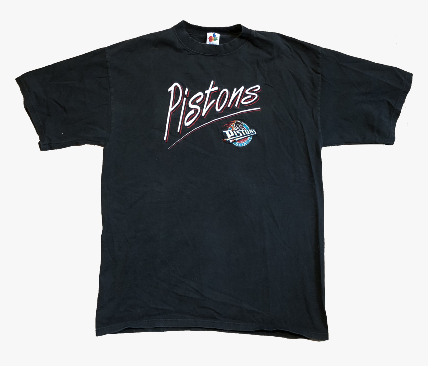90"s Nba Detroit Pistons Embroidered Logo Shirt Black - Active Shirt, HD Png Download, Free Download