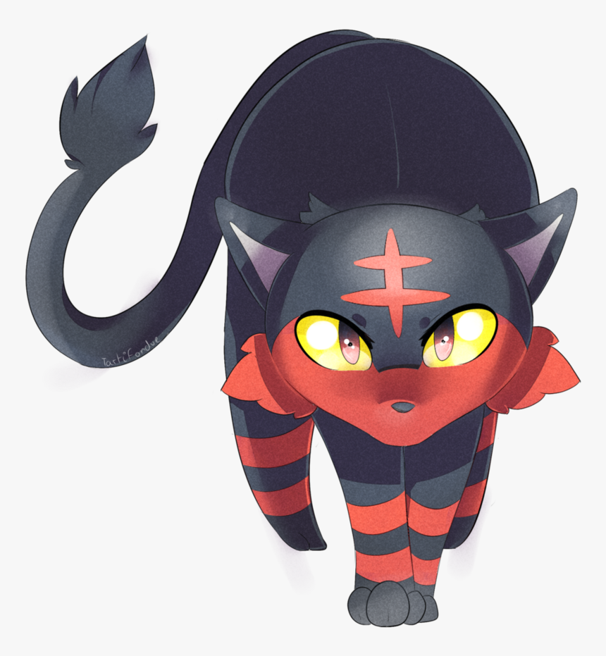 Red Black Cat Pokemon , Png Download - Pokemon Litten, Transparent Png, Free Download