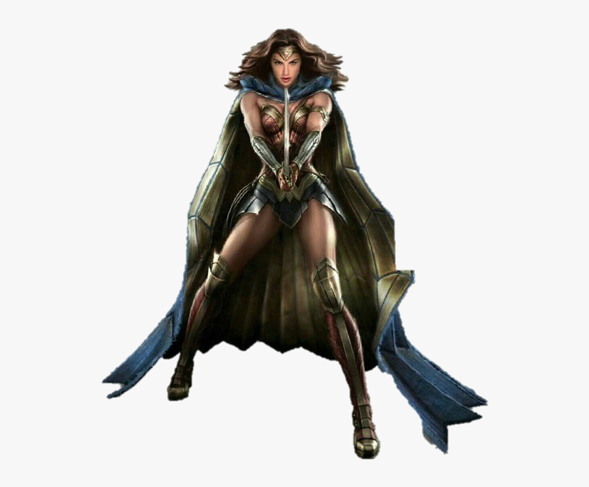 Wonder Woman With Her Sword Concept Art - Blue And Gold Cape, HD Png Download, Free Download