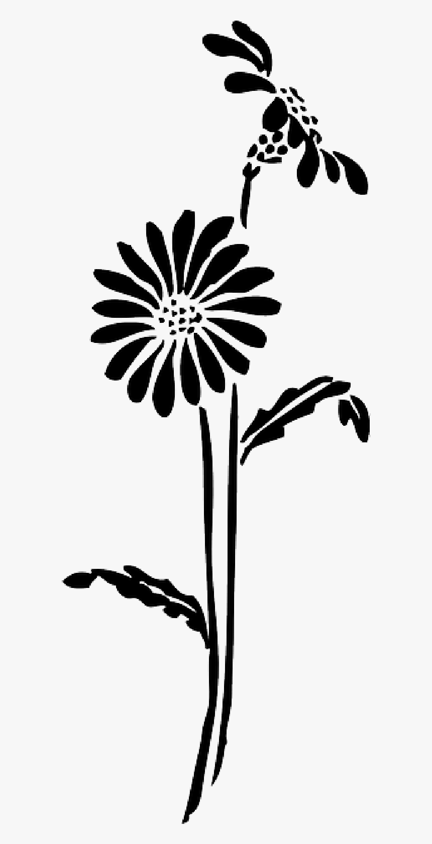 Black, Silhouette, Flower, White, Flowers, Daisy, Plant - Silhouette Flower Svg Free, HD Png Download, Free Download