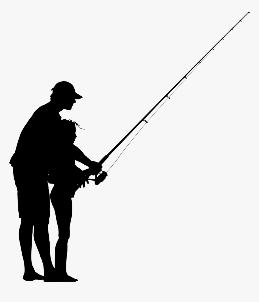 Father And Daughter Fishing Silhouette, HD Png Download, Free Download