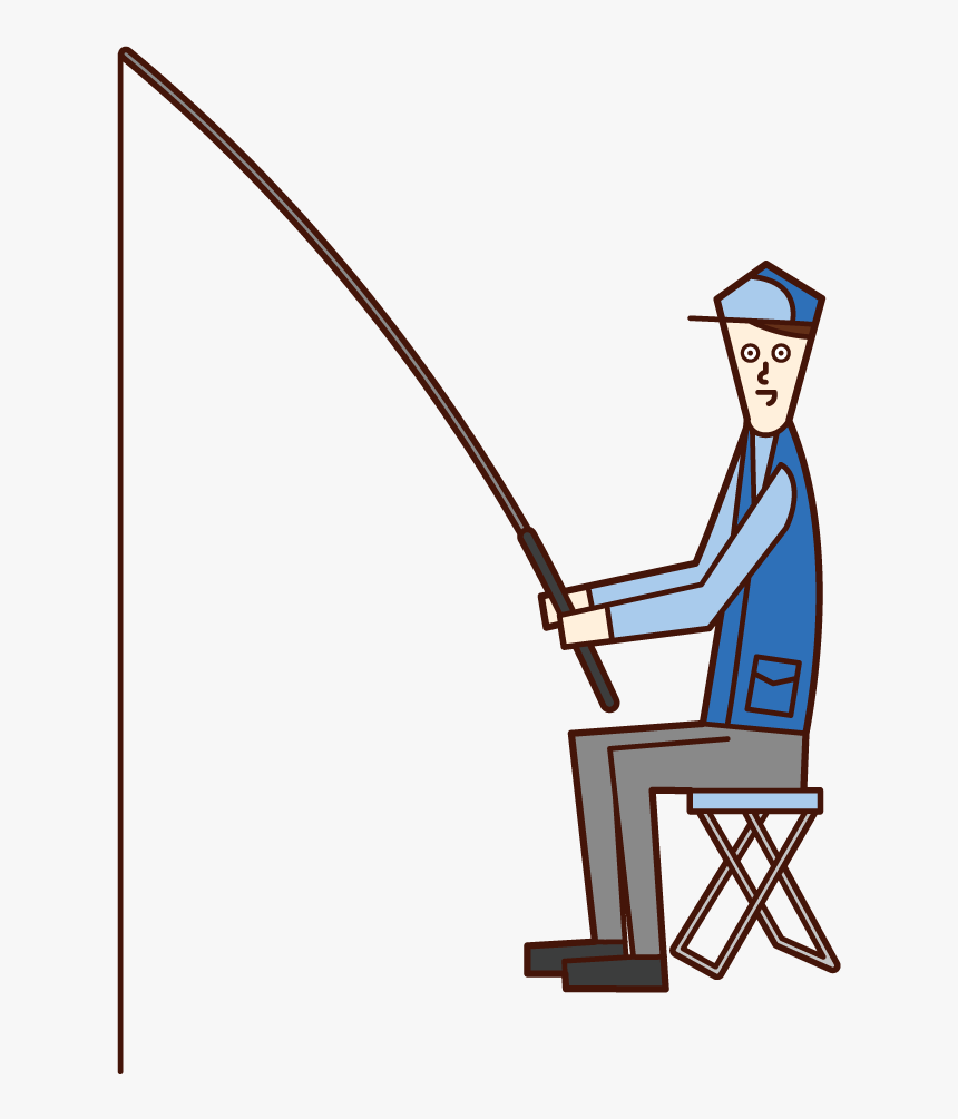 Illustration Of A Man Fishing - Cartoon, HD Png Download, Free Download