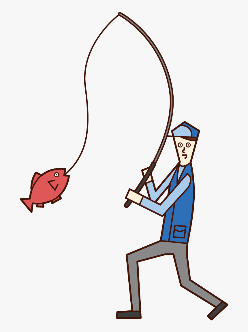 Illustration Of A Man Who Fished A Fish - Cartoon, HD Png Download, Free Download