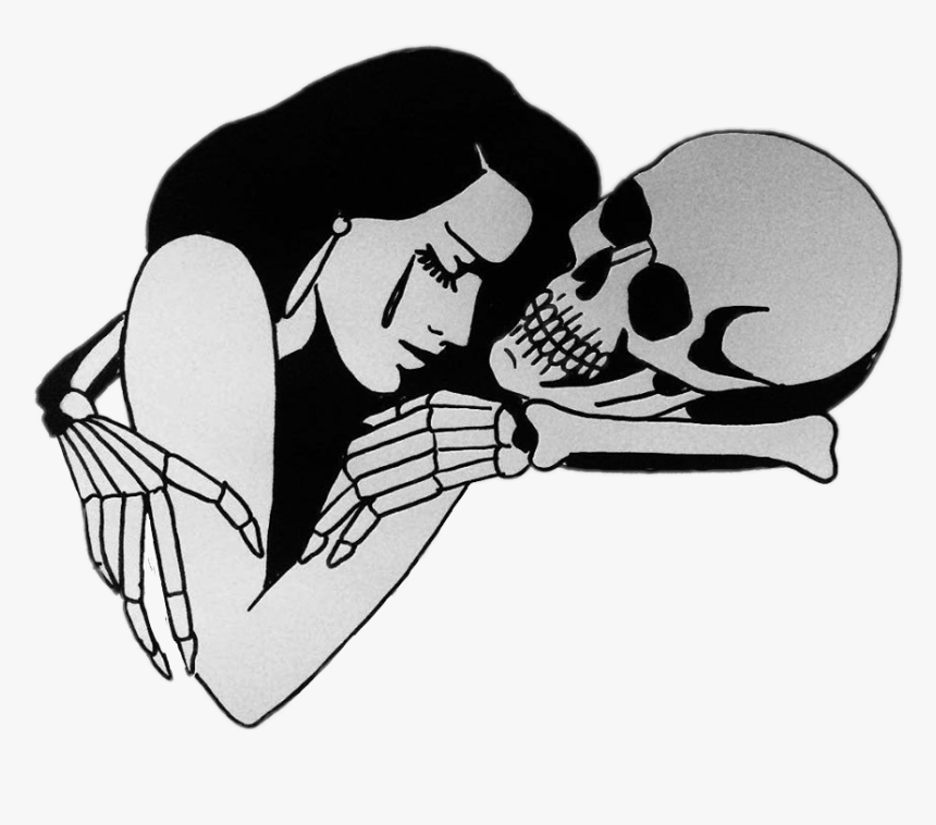 #blackandwhite #tumblr #squeletton #love #cry #sticker - Skeleton And Girl Crying, HD Png Download, Free Download