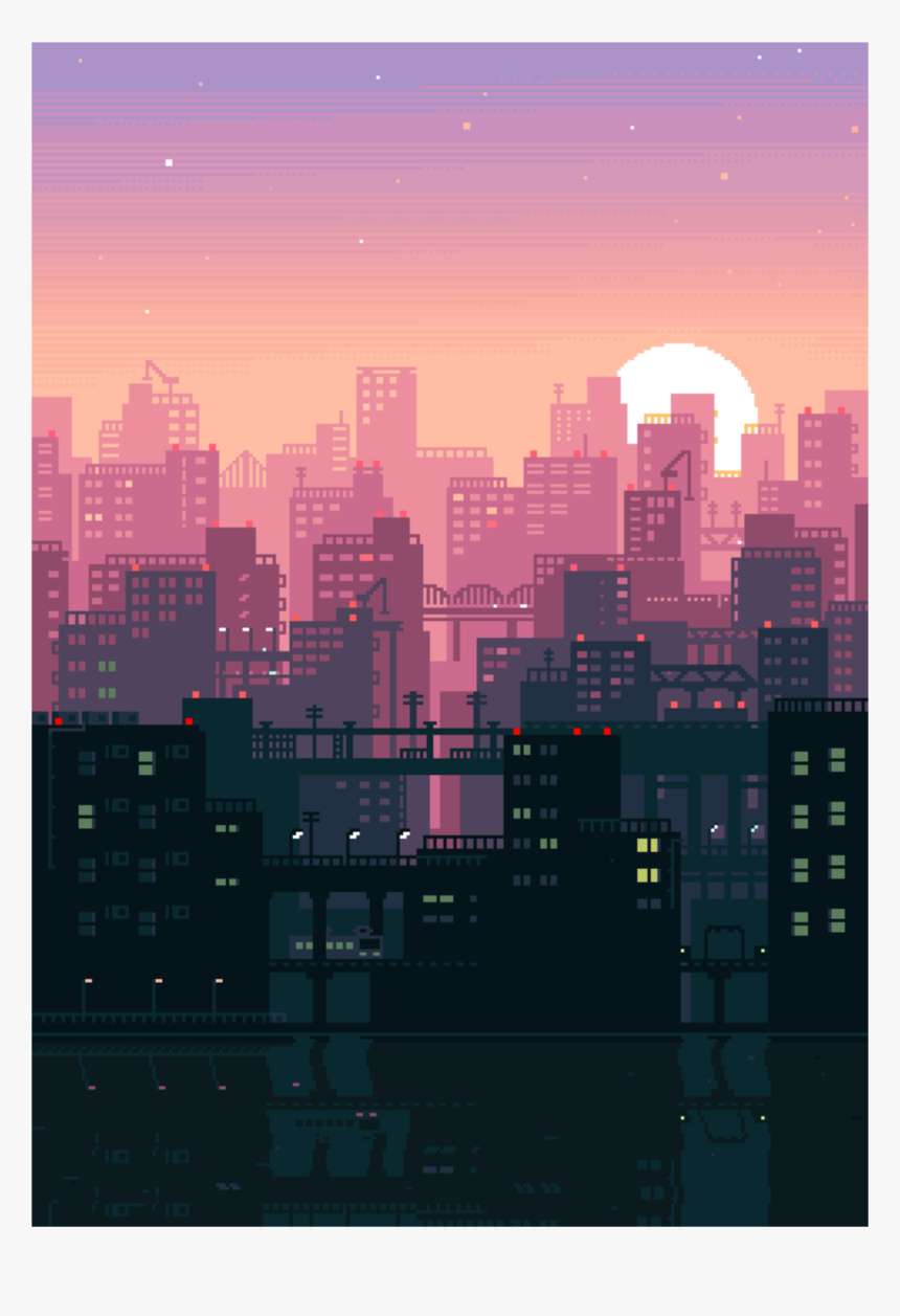 #city #background #game #pixel #vintage #vaporwave - 16 9 Pixel Art, HD Png Download, Free Download