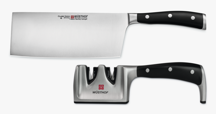 Chinese Chef"s Knife & Sharpener Set - Bowie Knife, HD Png Download, Free Download