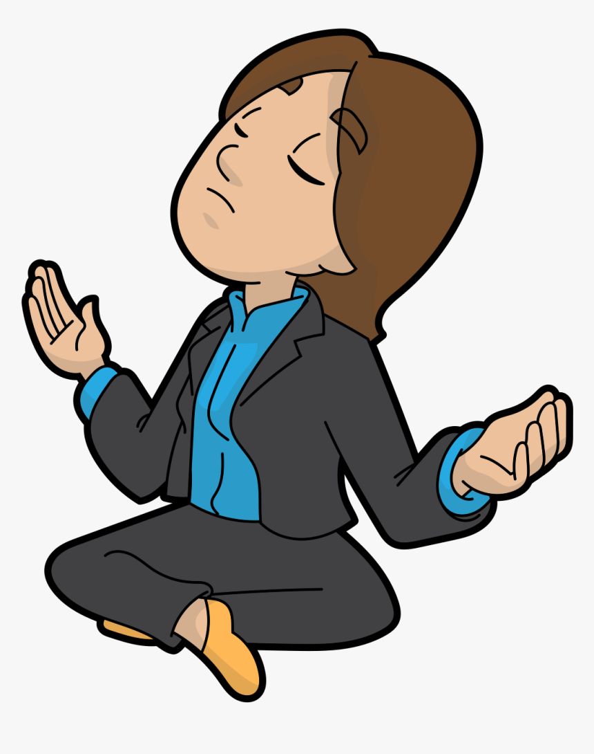 Meditating Business Woman Cartoon, HD Png Download, Free Download