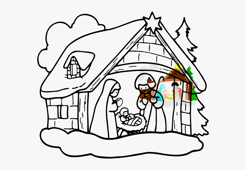 Clipart Nativity Scene Huge Freebie Download For Powerpoint - Christmas Crib Drawing Easy, HD Png Download, Free Download