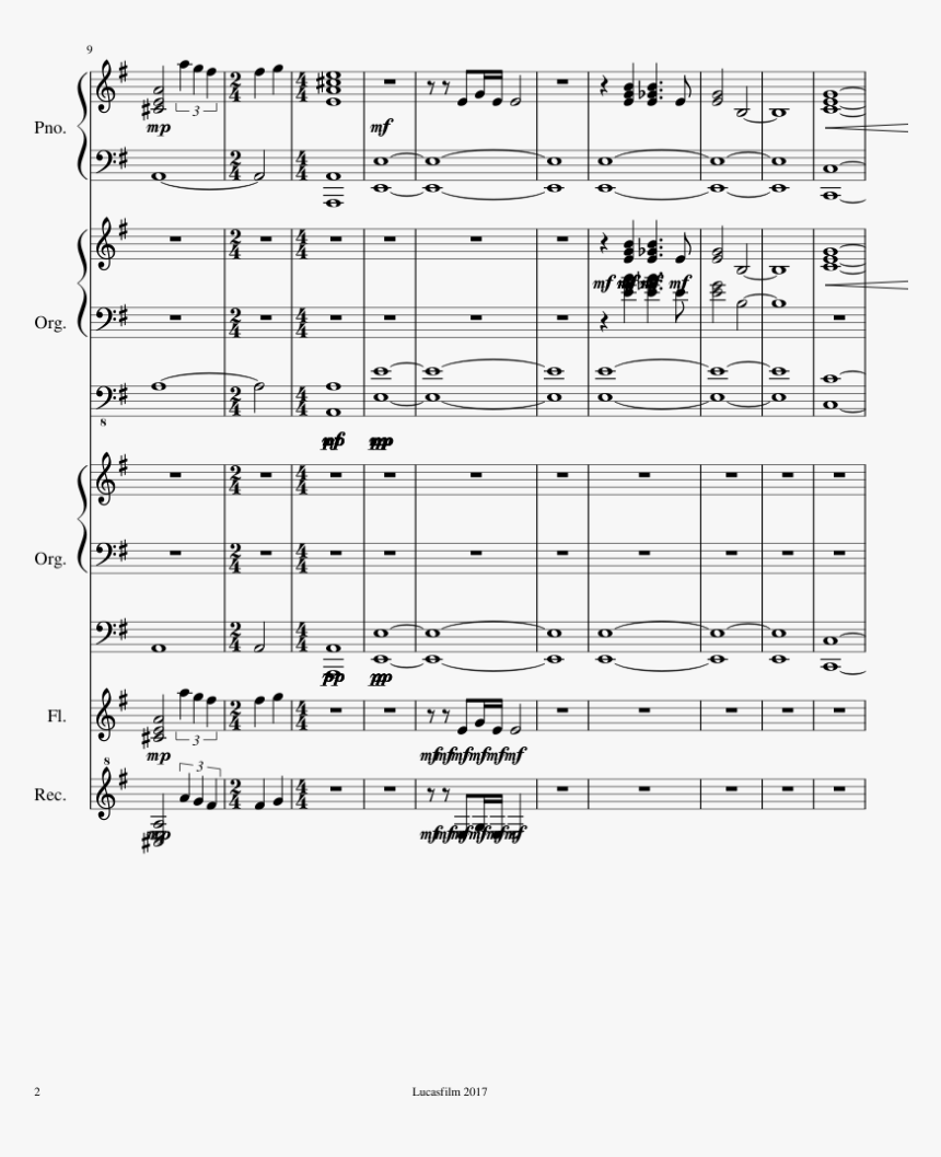 The Last Jedi Sheet Music 2 Of 8 Pages - Sheet Music, HD Png Download, Free Download