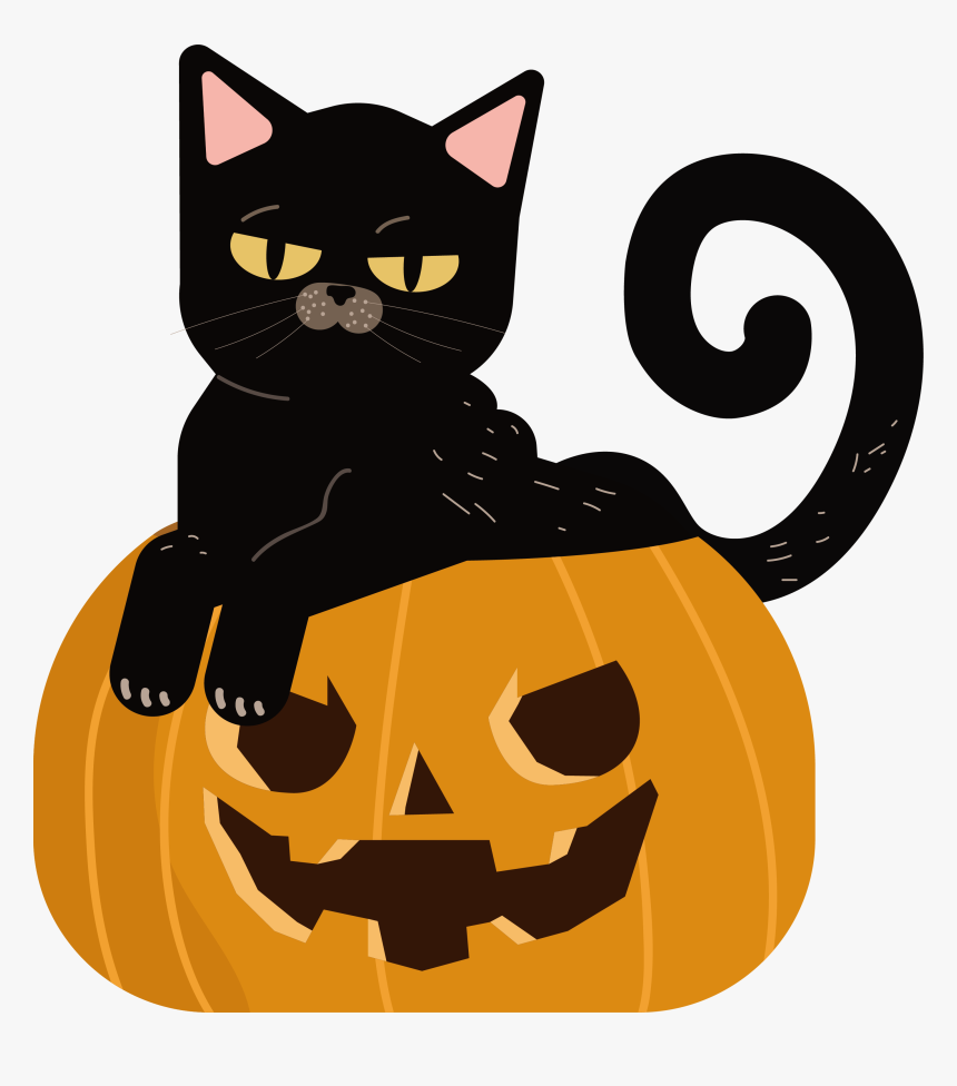 The Cat Sitting In The Pumpkin Png Download - Clipart Cat Sitting In Pumpkin, Transparent Png, Free Download