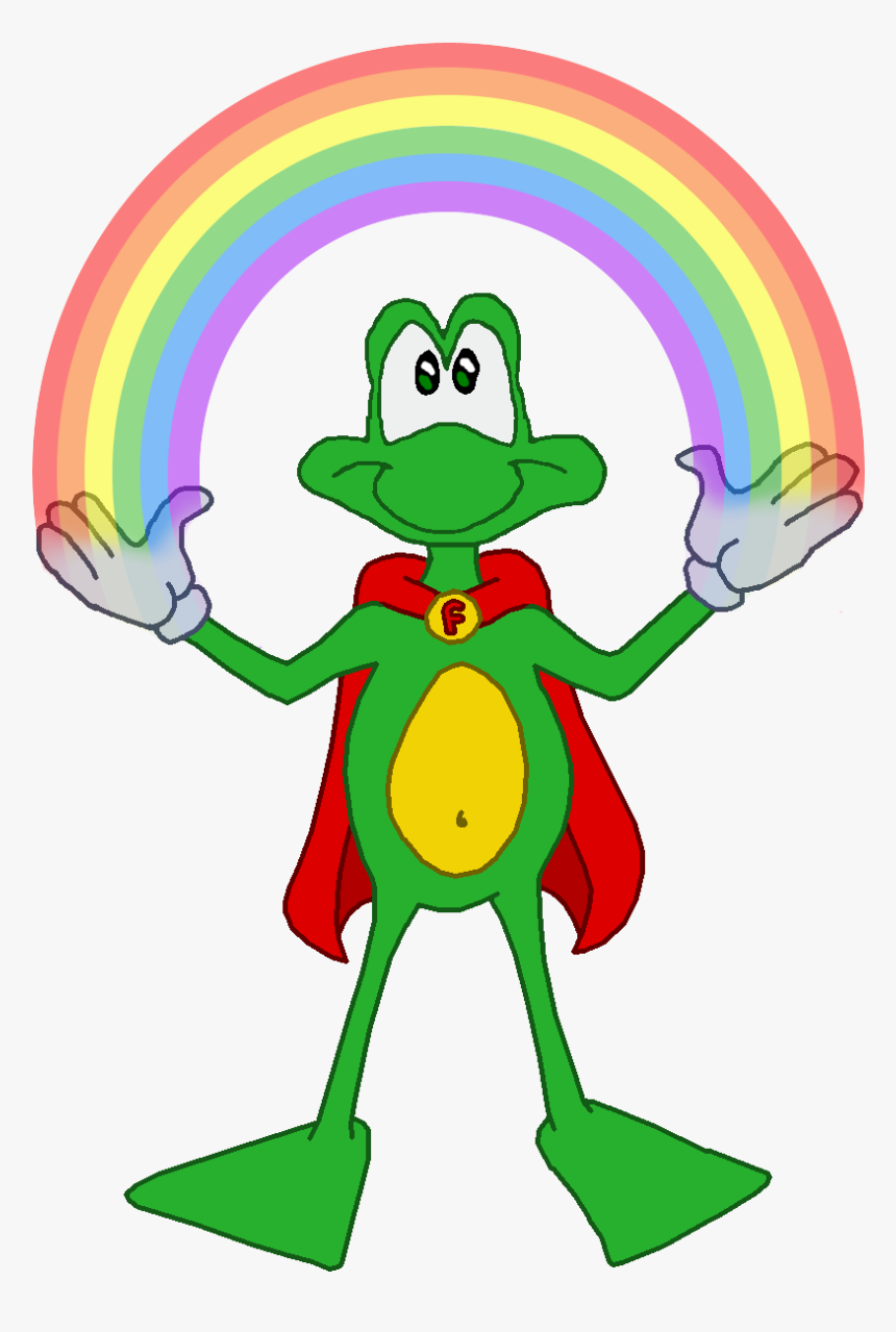 Superfrog And A Rainbow - Cartoon, HD Png Download, Free Download