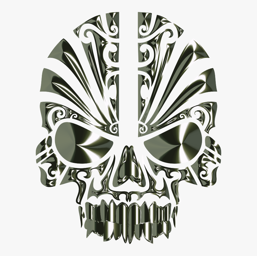 Tribal Skull Silhouette 2 Obsidian No Bg - Skull Silhouettes, HD Png Download, Free Download