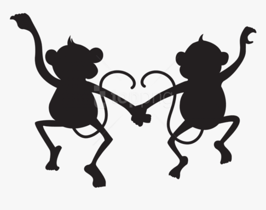Cute Monkeys Silhouette Png - Monkey Silhouette Clip Art, Transparent Png, Free Download