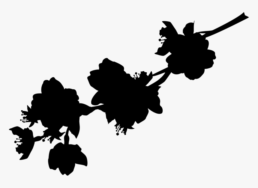 Clip Art Desktop Wallpaper Flower Silhouette Computer - Black Flower Shadow Transparent, HD Png Download, Free Download