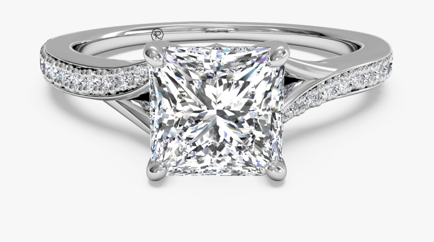 Diamond Shaped Wedding Rings - Three Stone Engagement Ring Pear Side Princess, HD Png Download, Free Download