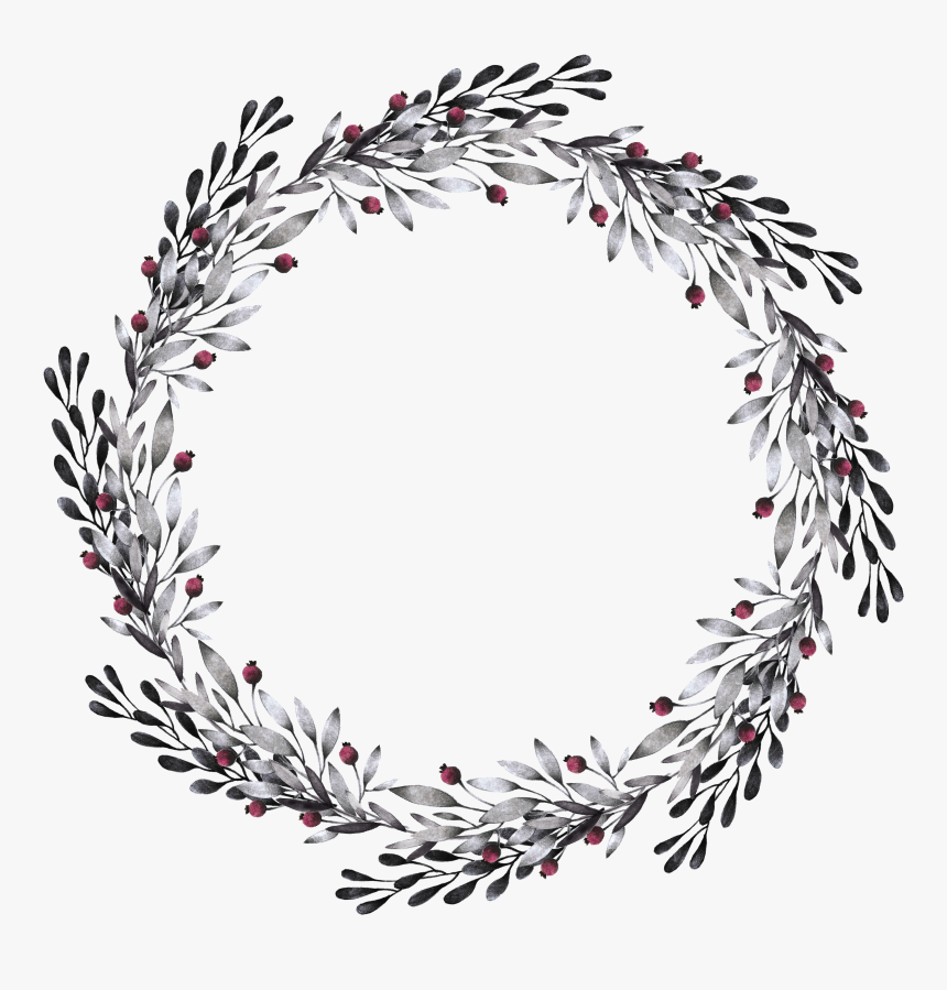 Black And White Garland Wreath , Png Download - Black And White Flower Garland, Transparent Png, Free Download