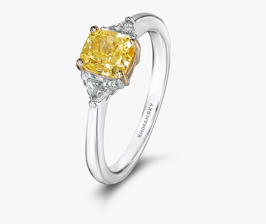 29 Claw Set Square Cushion Cut Fancy Yellow Diamond - Blue Stone Engagement Rings American Swiss, HD Png Download, Free Download