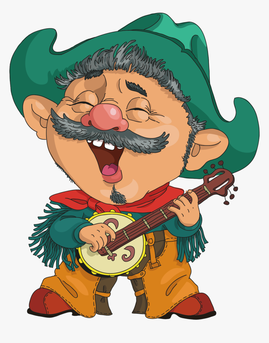 Old Cowboy Character Illustration Playing Guitar Cartoon - Clipart Cartoon Old Man Playing Guitar, HD Png Download, Free Download