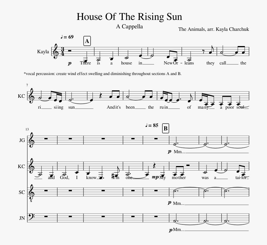 House Of The Rising Sun Sheet Music For Piano, Percussion - House Of The Rising Sun Piano Sheet Music Free, HD Png Download, Free Download