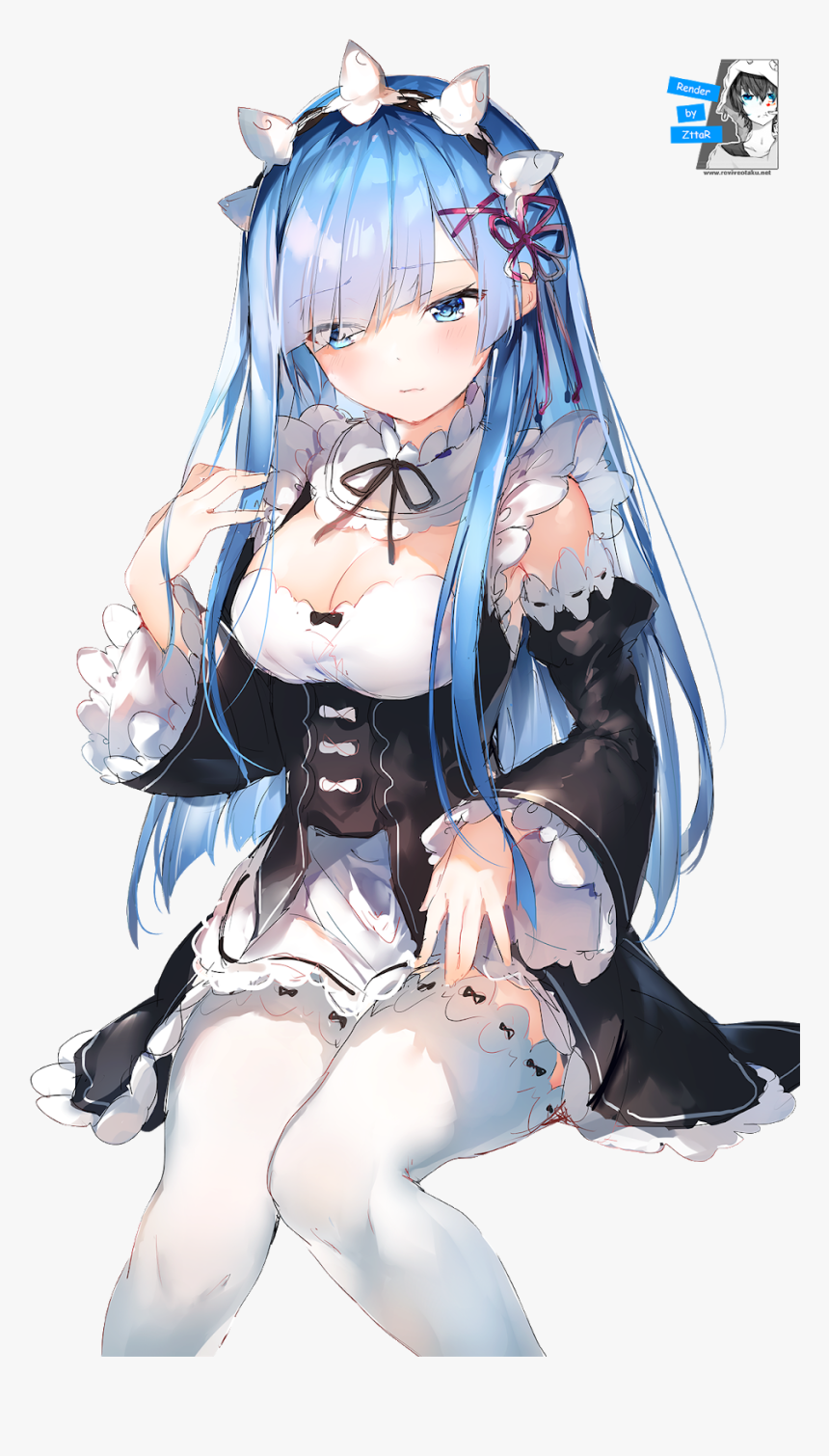 Render Rem Long Hair - Rem Long Hair Render, HD Png Download, Free Download