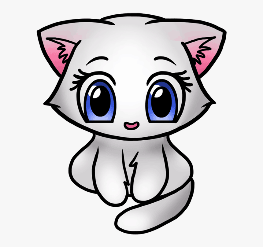 Learn Easy To Draw Cute Kitten Step - Easy Cute Cat Drawing, HD Png