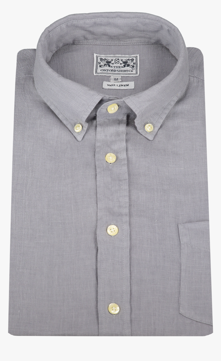 Linen Shirt With Button Down Collar In Grey"
 Title="linen - Casual Dress, HD Png Download, Free Download