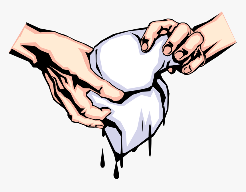 Vector Illustration Of Hands Wringing Out Wet Cloth, HD Png Download, Free Download