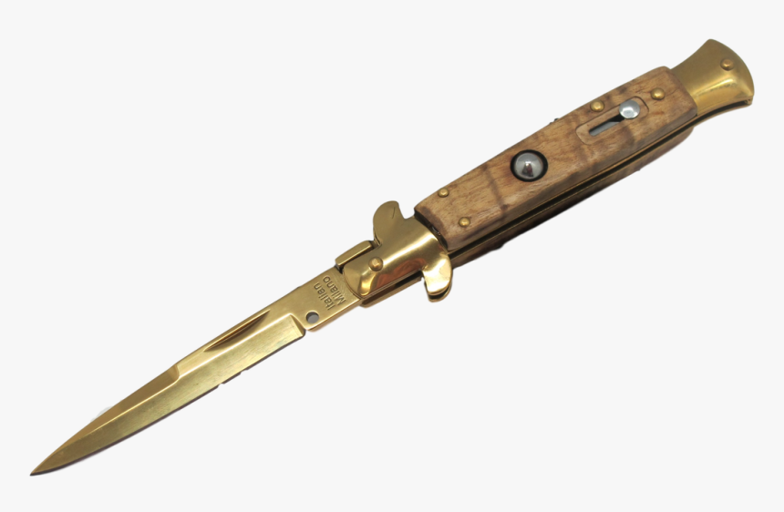 Wholesale Gold Stiletto Switchblade Knife With Natural - Bowie Knife, HD Png Download, Free Download