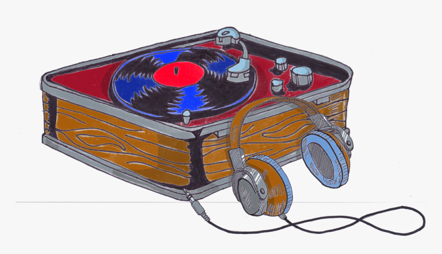 Record Player With Headphones - Illustration, HD Png Download, Free Download