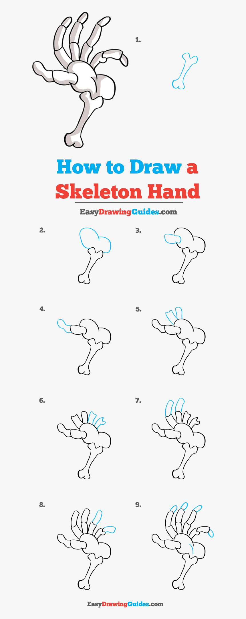 How To Draw Skeleton Hand - Line Art, HD Png Download, Free Download