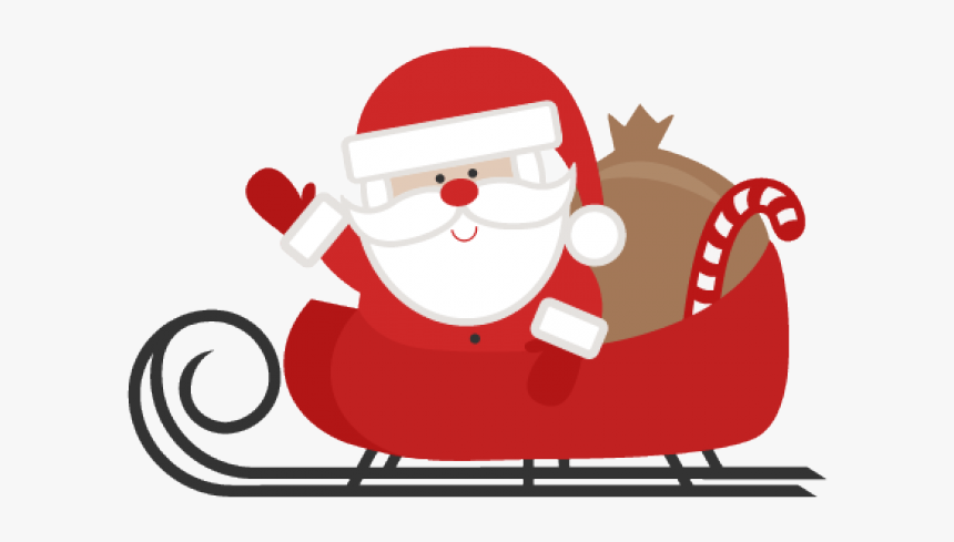 Cute Santa Clipart - Clip Art Christmas Sleigh, HD Png Download, Free Download