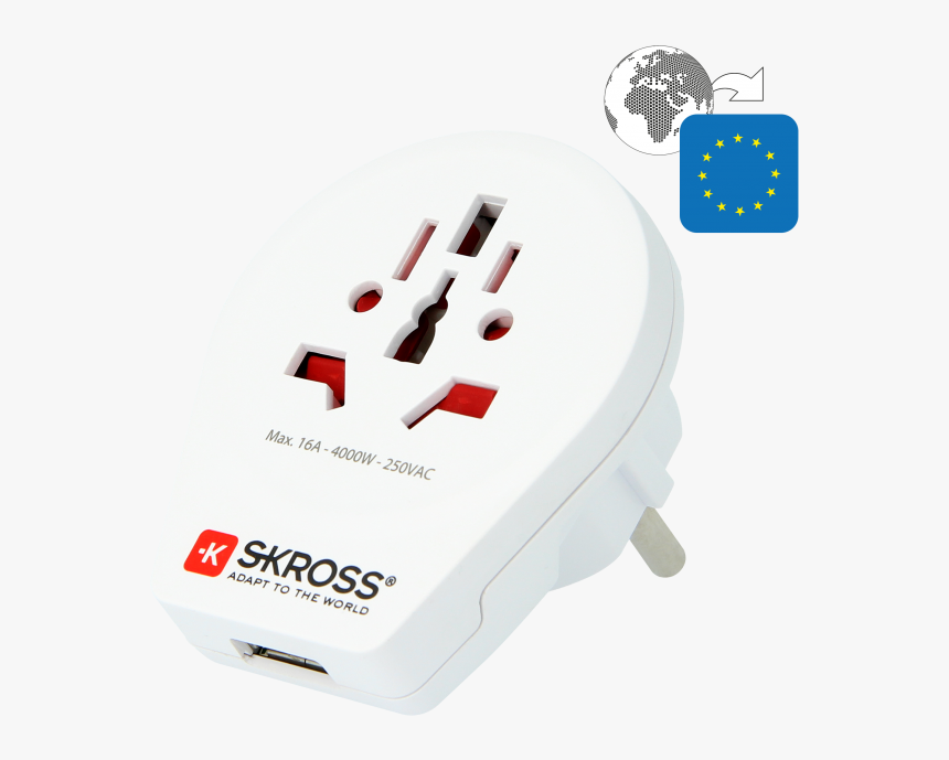 Länderreiseadapter World To Europe Usb - Skross 1500261, HD Png Download, Free Download