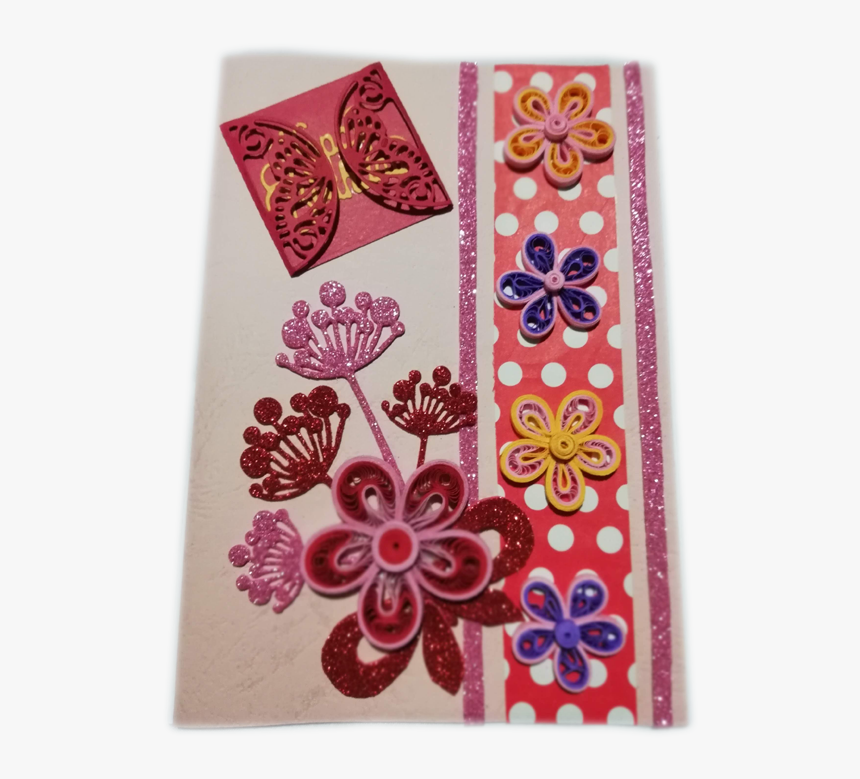 Greeting Card Window With Pink Background - Embroidery, HD Png Download, Free Download