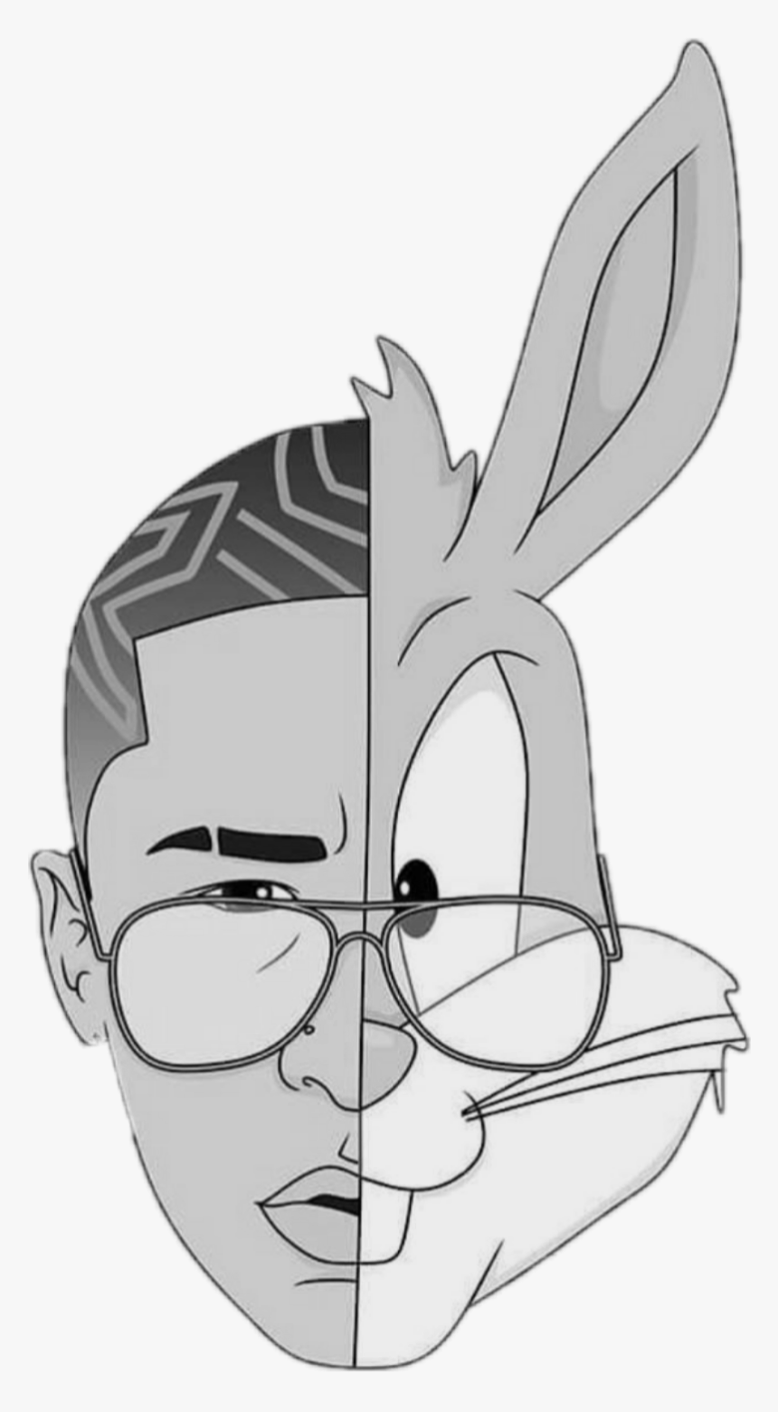 #bad Bunny 🐇 - Bad Bunny Line Drawing, HD Png Download - kindpng