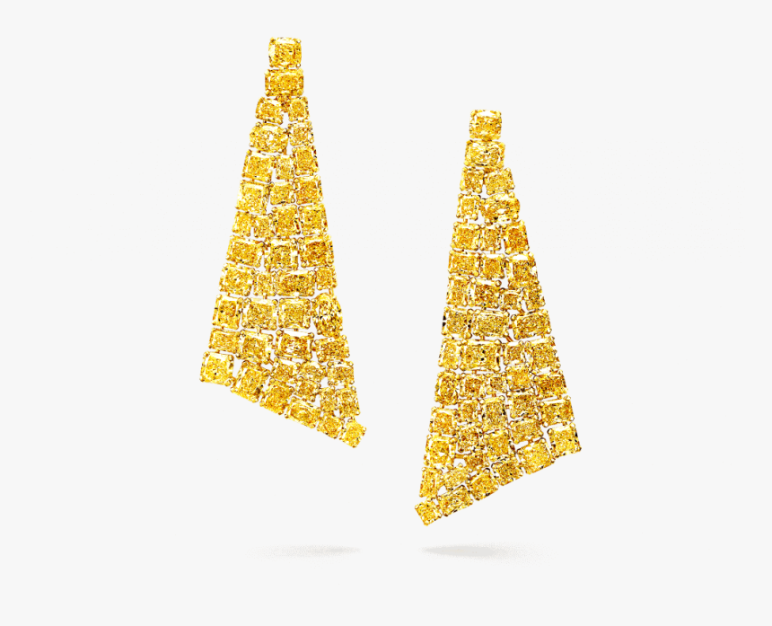 A Pair Of Graff Yellow Diamond Earrings - Triangle, HD Png Download, Free Download